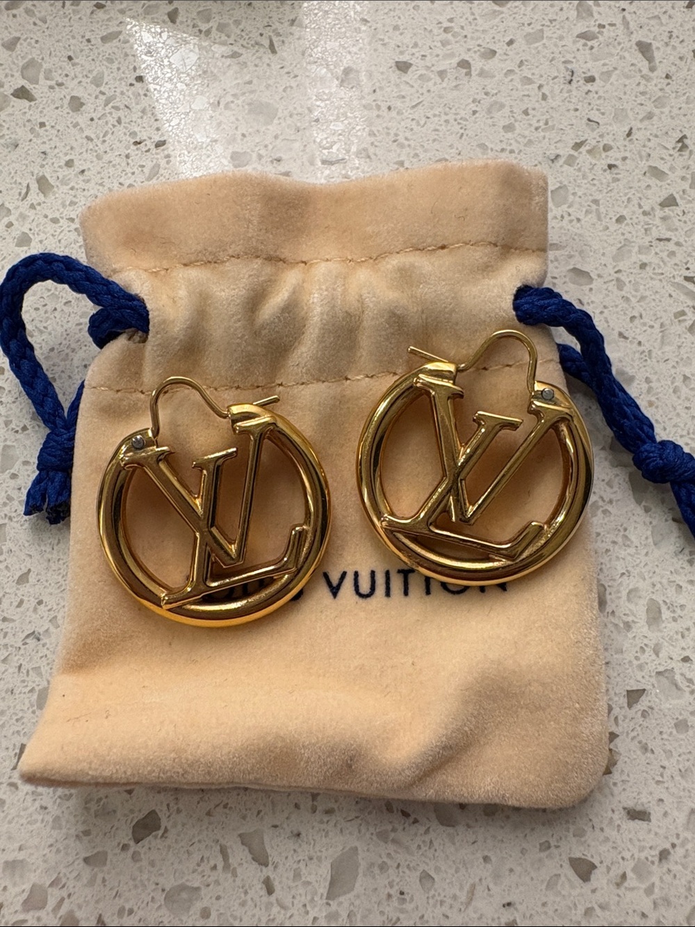Louis Vuitton Shiny Gold LV Circle Hoop Earrings